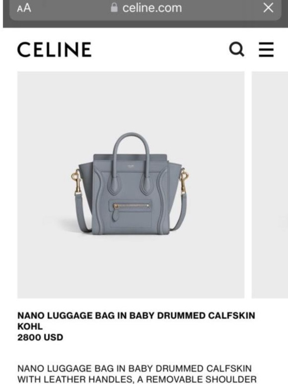 Like New- Celine Luggage Nano